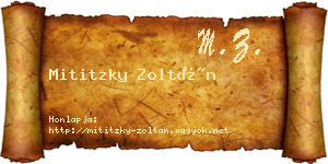 Mititzky Zoltán névjegykártya